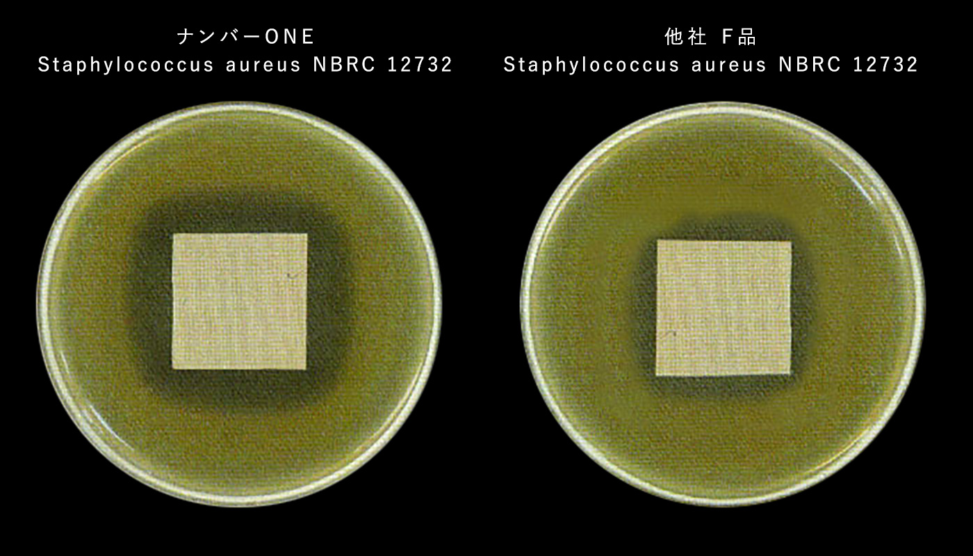 ヒノキオチノールを使った製品ナンバーONE Staphylococcus aureus NBRC 12732    他社 F品 Staphylococcus aureus NBRC 12732