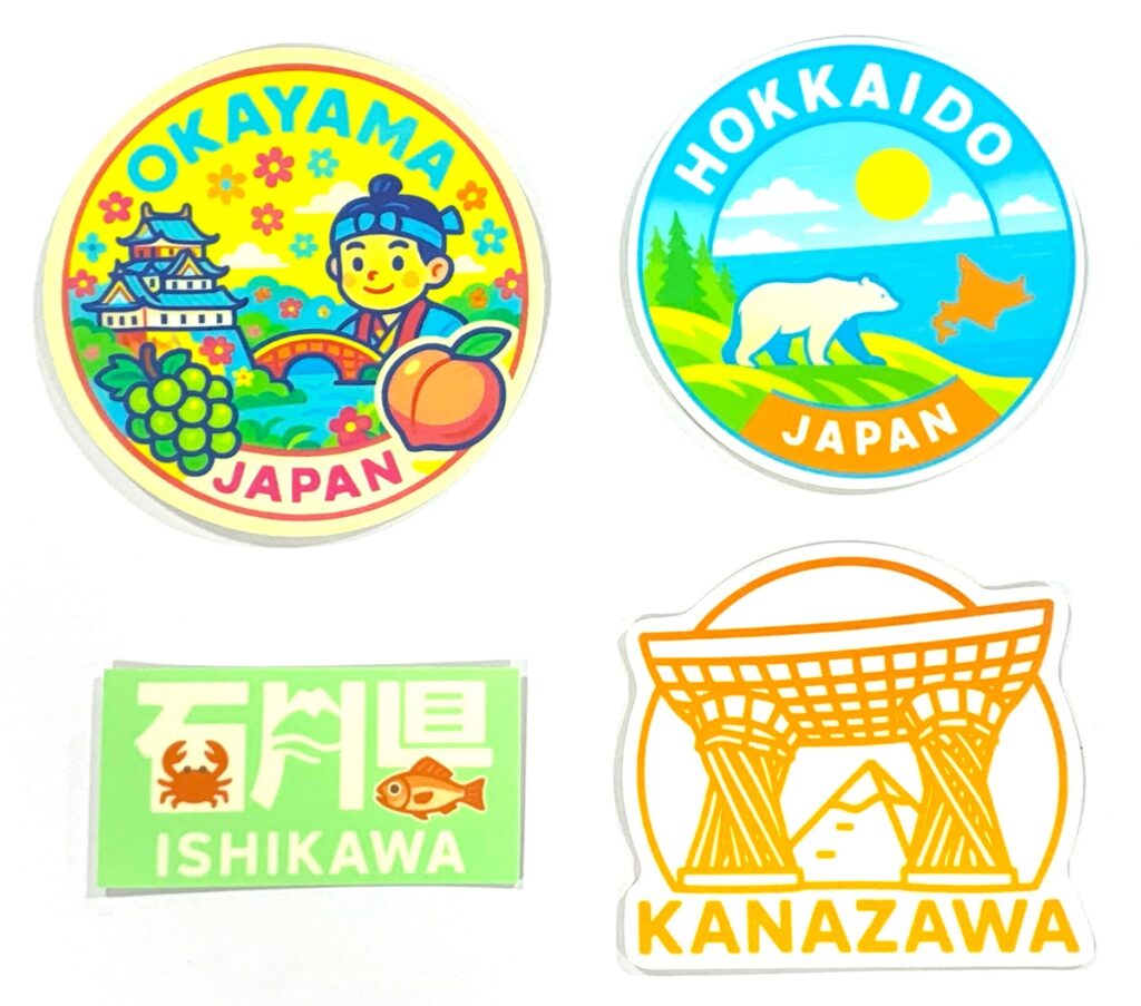 岡山、北海道、石川、金沢のご当地蓄光ステッカーの通常時の見え方